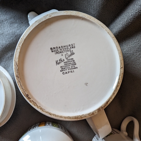 Midwinter Sienna Cream Sugar Set no Lid Teapot England Kathy Winkle - Picture 8 of 10